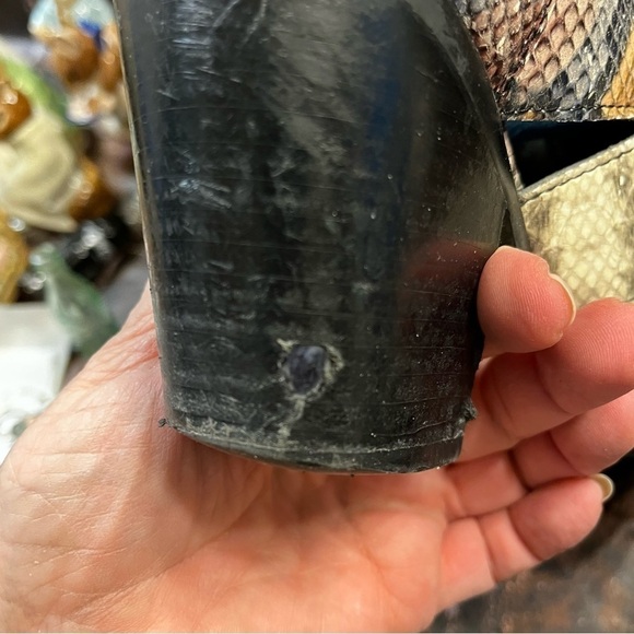 Jeffrey Campbell Cacares Snakeskin Ankle Boots 3 Buckles Moto Chunk Heel SZ 6.5 - Picture 13 of 15